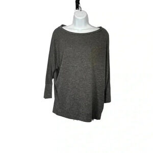Cupio Women's Size Medium Gray 3/4 Sleeve Top Round Neck Shirt